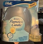 New Glade Wisp Flameless Candle Glass Holder Clean Linen. Fixed Price $14.00.
