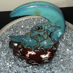 Moon Backflow Incense Holder Ceramic Hand Made Fountain Burner Aromatherapy. Fixed Price $15.00.