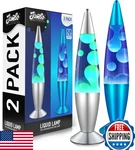 Jambo 2-PACK 16" Liquid Lamps: Silver/yellow/green & Blue/blue/white Wax Night. Fixed Price $96.28.