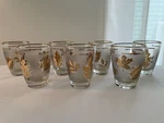 Vintage Mcm Frosted Gold Leaf 3.625 Fashioned/whiskey Glasses Set Of 7. Fixed Price $29.00.