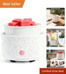 Flame-free Electric Wax Melt Warmer With Long-lasting Aroma White Ceramic. Fixed Price $19.94.