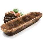 Fandos Wooden Dough Bowl For Decor 17 In Long Hand Carved Paulownia, Large .... Fixed Price $65.01.