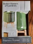 Fragrance Wax Warmer Better Homes & Gardens Green Ceramic W/ Wood Stand Plug In. Fixed Price $25.95.