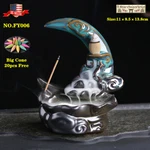 Ceramic Backflow Incense Burner Holder Lotus Waterfall & Cones Gift. Fixed Price $14.43.