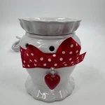 Scentsy Valentine Wax Warmer Full Size White Red Heart Polka Dot Dsw-vale. Fixed Price $19.95.