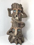Smoking Tree Faces Cone Incense Burner Elegant Expressions Hear See No Evil 11''. Fixed Price $26.99.