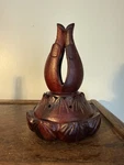 Vintage Carved Incense Burner Prayer Hands & Lotus Wooden Res Mahogany. Fixed Price $50.00.