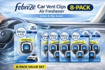 Febreze Car Vent Clips Air Freshener And Odor Eliminator, Linen Sky -8 Pack. Fixed Price $35.98.
