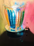 Fragrance Wall Plug-in Lamp Oil Warmer Glass Multicolor 4" Tall. Fixed Price $21.99.
