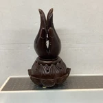Hand-carved Wood Incense Burner Featuring Lotus Base Serene Praying Hands. Fixed Price $49.95.