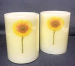 Lumabase Flickering Led Real Wax Candle Printed Sunflower Amber Glow Set Of 2 4". Fixed Price $22.41.