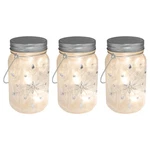 Lumabase Battery Operated Silver Snowflake Glass Mason Jars - Set Of 3. Fixed Price $48.99.