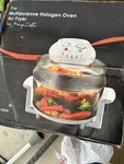 Megachef Multipurpose Halogen Oven Air Fryer 850W Electric Glass Bowl Set. Fixed Price $40.00.