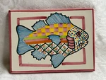 Mackenzie Childs Hand Painted Freckle Majolica Pottery Blue Fish Tile New M24-SE. Fixed Price $74.99.