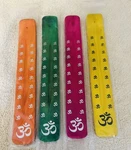 (4) New Om Aum Incense Burner - Beautiful Hand Made Wood Holder Ash Catc. Fixed Price $12.00.
