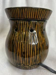 Scentsy "zingana" Wax Warmer Brown Black Stripes Tribal Rustic Wood Retired. Fixed Price $18.00.