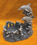 Jumping Dolphins With Waves Tea Light Candle Holder - Vintage. Fixed Price $16.96.