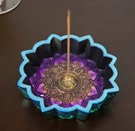 New Age Chakra Buddhist Mandala 8 Spokes Wheel Flower Incense Burner Figurine. Fixed Price $19.99.