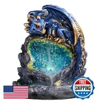 Ice Armor 5.5" Blue Dragon Guarding Crystal Cave Backflow Incense Burner Led Lig. Fixed Price $54.01.