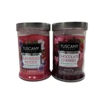 Tuscany Sun-kissed Woods & Chocolate Cherries, 2-WICK 18 Oz. Fixed Price $44.95.