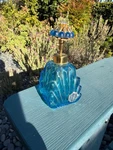 Vintage W.b. Co. Inc. Blue Glass Shell Perfume Bottle Atomizer Jeweled Top Japan. Fixed Price $25.50.