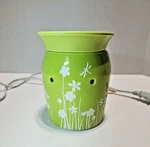 Scentsy Green Meadow Wax Warmer Blooming Flowers Butterfly Dragonfly Retired. Fixed Price $22.00.