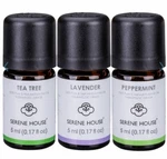 Serene House Essential Oils - Pack Of 3 Tea Tree, Lavender, Peppermint Pure. Fixed Price $11.95.
