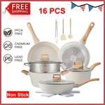 16PCS Pots And Pans Cookware With Cooking Set, White. Fixed Price $61.85.