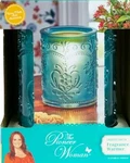 Pioneer Woman Amelia Teal Embossed Glass Scented Wax Warmer Full Size New. Fixed Price $39.90.