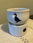 Stoneware Simmering Potpourri Scenter. White With Blue Goose. 1986 Cbk Ltd.. Fixed Price $15.00.