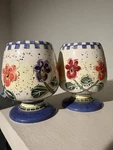 Enesco Julie Ueland Votive Candle Holders Set Of 2 Floral Pattern Ceramic. Fixed Price $9.99.