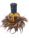 Tee Crackle Glass Oil Fragrance Effusion Lamp W/ Feather Stand Amber Os. Fixed Price $44.00.