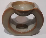 Partylite Sage Green & Brown Gaia Circle Sculpture P90636 Wax Tart Melter Warmer. Fixed Price $9.99.