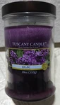 Tuscany Candle, Lilac Scented 18 Oz Glass Jar With Metal Cover. Fixed Price $18.25.