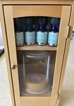 Aroma Therapy Diffuser W/4 Pure Essential Oils, Tea Light Wooden Cabinet. Fixed Price $30.00.