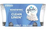 Glade Jar Candle 2 Ct Clean Line 6.8 Oz. Total Air Freshener Wax Infused - New. Fixed Price $9.00.