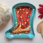 New The Pioneer Woman Cowboy Boot W/christmas Lights Melamine Holiday Spoon Rest. Fixed Price $12.99.