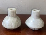 Set Of Two Bloomingville Marble Taper Beige Candle Holders. Fixed Price $26.99.