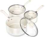 Michelangelo Nonstick With Lid, Ceramic 1+2+3QT, White. Fixed Price $84.93.