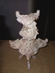 Japanese Stone Dragon Sculpture Incense Burner With Wooden Stand Appx 10". Fixed Price $30.00.