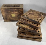 Rusticity Wood Coaster Set Of 6 With Holder For Drinks - Preowned. Fixed Price $12.00.