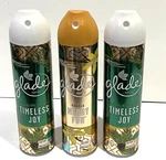 Three Cans Limited Glade 2 Timeless Joy & 1 Merry Fun Aerosol Air Fresheners. Fixed Price $28.95.