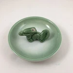 Japanese Stick Incense Burner Stand Holder Plate Dish Ceramic Green Ryu Dragon. Fixed Price $16.95.