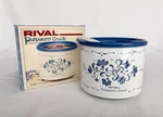 Vtg 1988 Unused Rival Electric Potpourri Crock 3206 Rare Blue & White Floral 4"H. Fixed Price $49.95.