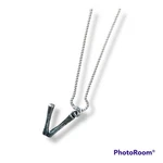 Jenia Stainless Steel Monogram V Necklace-faux Wood Grain-collar LENGTH-13"-NEW. Fixed Price $6.79.