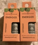 Set Of 2 New Serene House Essential Oils Energize - Peppermint 100% Pure. Fixed Price $8.95.