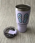 Nwd Life Is Good Flip Flops Commuter 25 Oz Lavender Hot/cold Stainless Tumbler. Fixed Price $24.99.