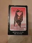 Magnifique Parfums Beveled Glass Oil Burner Cheetah Stained - New, Open Bo. Fixed Price $55.50.