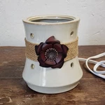 Scentsy Roselyn Wax Warmer With Burlap Band Deep Red Metal Flower No Lid. Fixed Price $10.99.