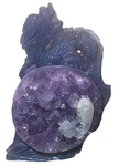 Amethyst Purple Crystal Cluster Geode Display Specimen Carved Dragon Stand. Fixed Price $95.00.
